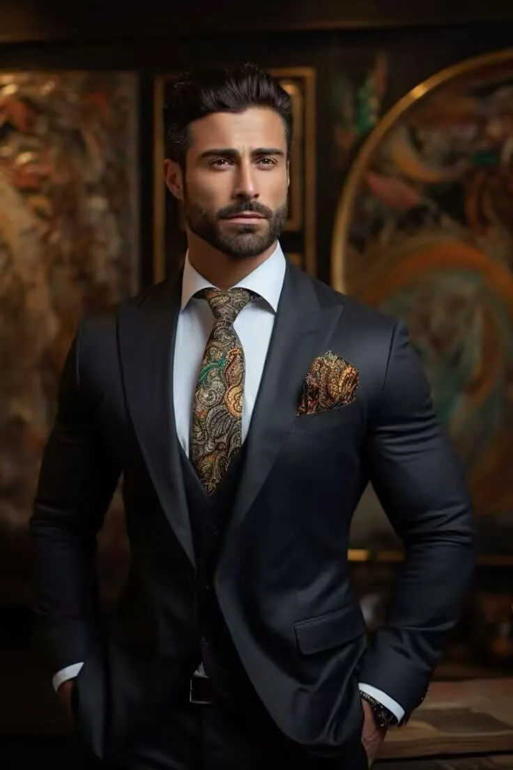 HUUTOE Mens Suits 3 Piece Slim Fit Suit for Men Groom Suit for Wedding Men's Tuxedos Homecoming Prom Suit Pants Vest Set