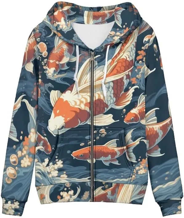 Irisjudy Butterfly Zip up Hoodies for Women, Skulls, Animal Texture Girls Sport Shell Jacket Hiking Outdoor Full Zip Tops