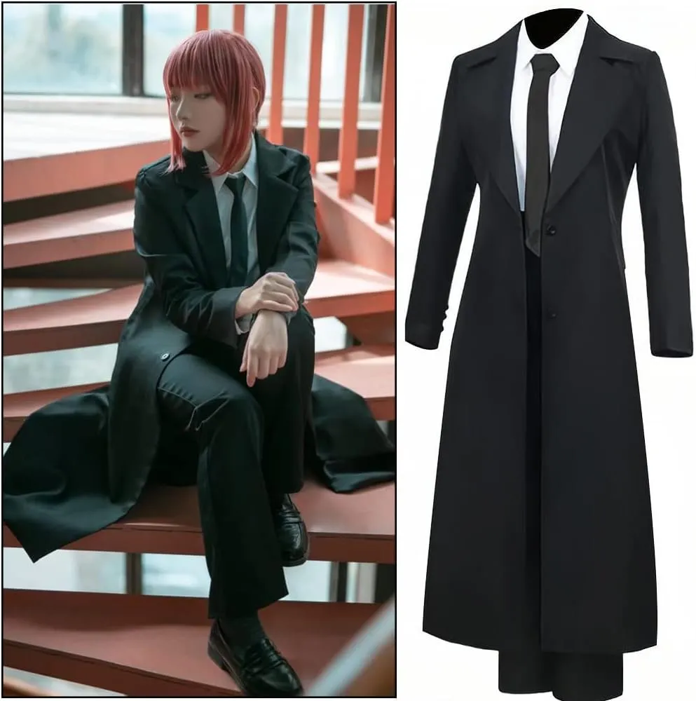 IS MY BIKE OKAY Makima Cosplay Outfit Denji Costume Anime School Uniform Suit Shirt Cloak Jacket Coat Halloween Outfits