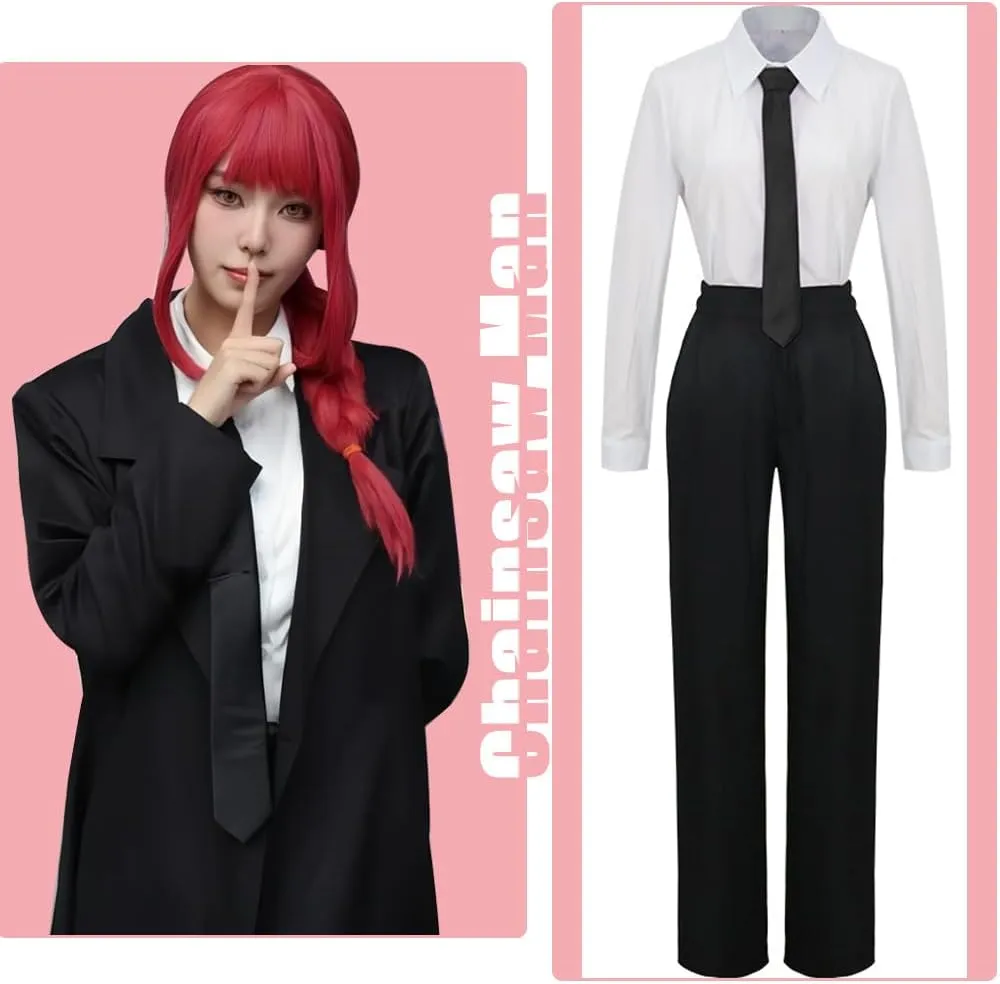 IS MY BIKE OKAY Makima Cosplay Outfit Denji Costume Anime School Uniform Suit Shirt Cloak Jacket Coat Halloween Outfits