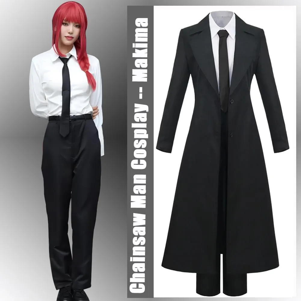 IS MY BIKE OKAY Makima Cosplay Outfit Denji Costume Anime School Uniform Suit Shirt Cloak Jacket Coat Halloween Outfits