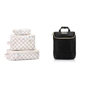 Itzy Ritzy Packing Cubes Set of 3   Insulated Bottle Bag - Travel Organizers with Mesh Tops & Handles   Keeps Bottles Warm or Cool