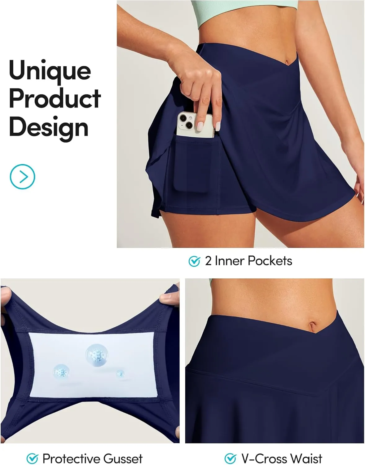 IUGA V Cross Swim Skirt High Waist Tummy Control Beach Vacation Essentials Bathing Suit Swimsuit Tankini Bikini Bottoms
