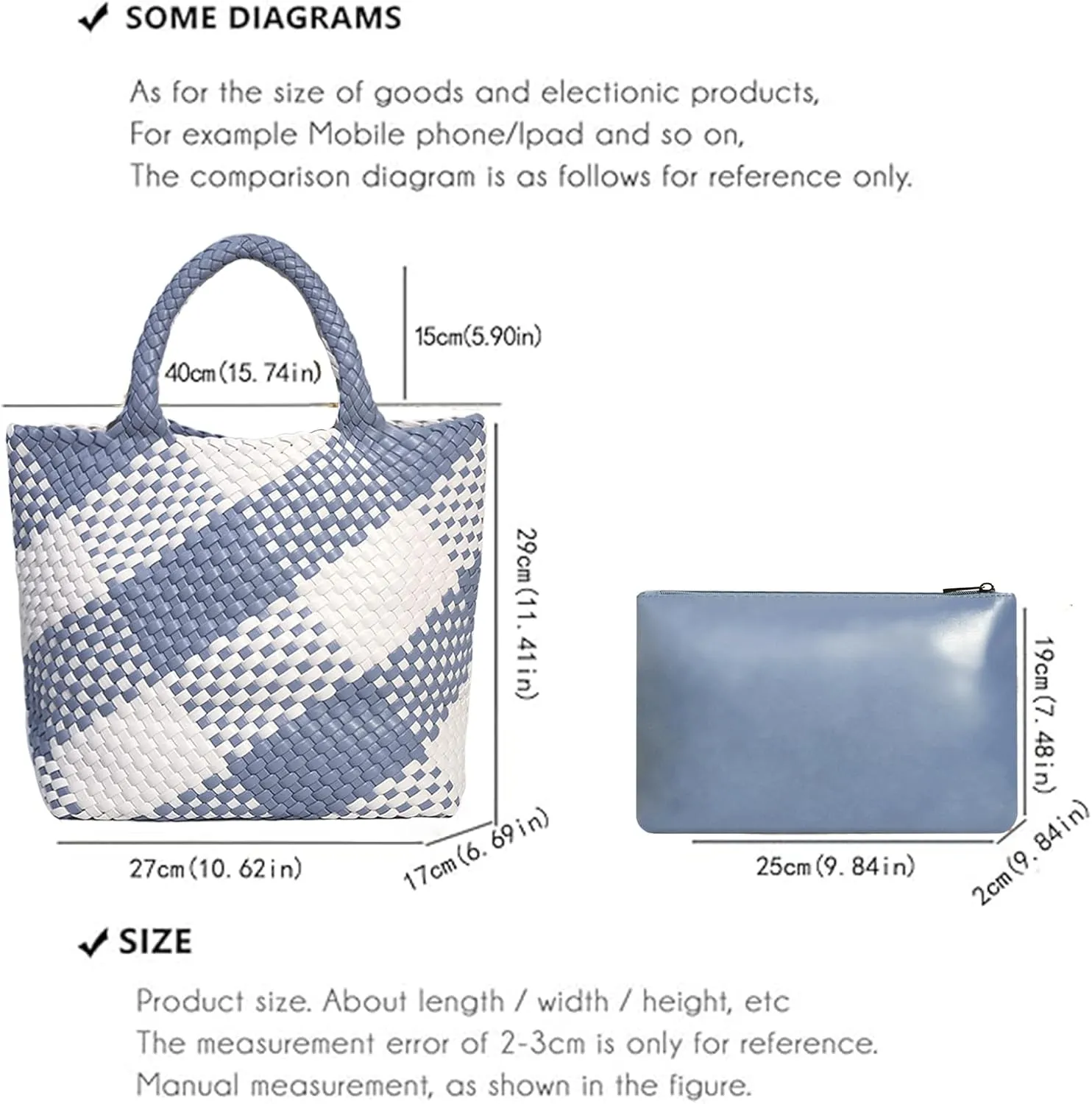 JINMANXUE Fashion Woven Bag Shopper Bag Travel Handbags and Purses Women Tote Bag Large Capacity Shoulder Bags
