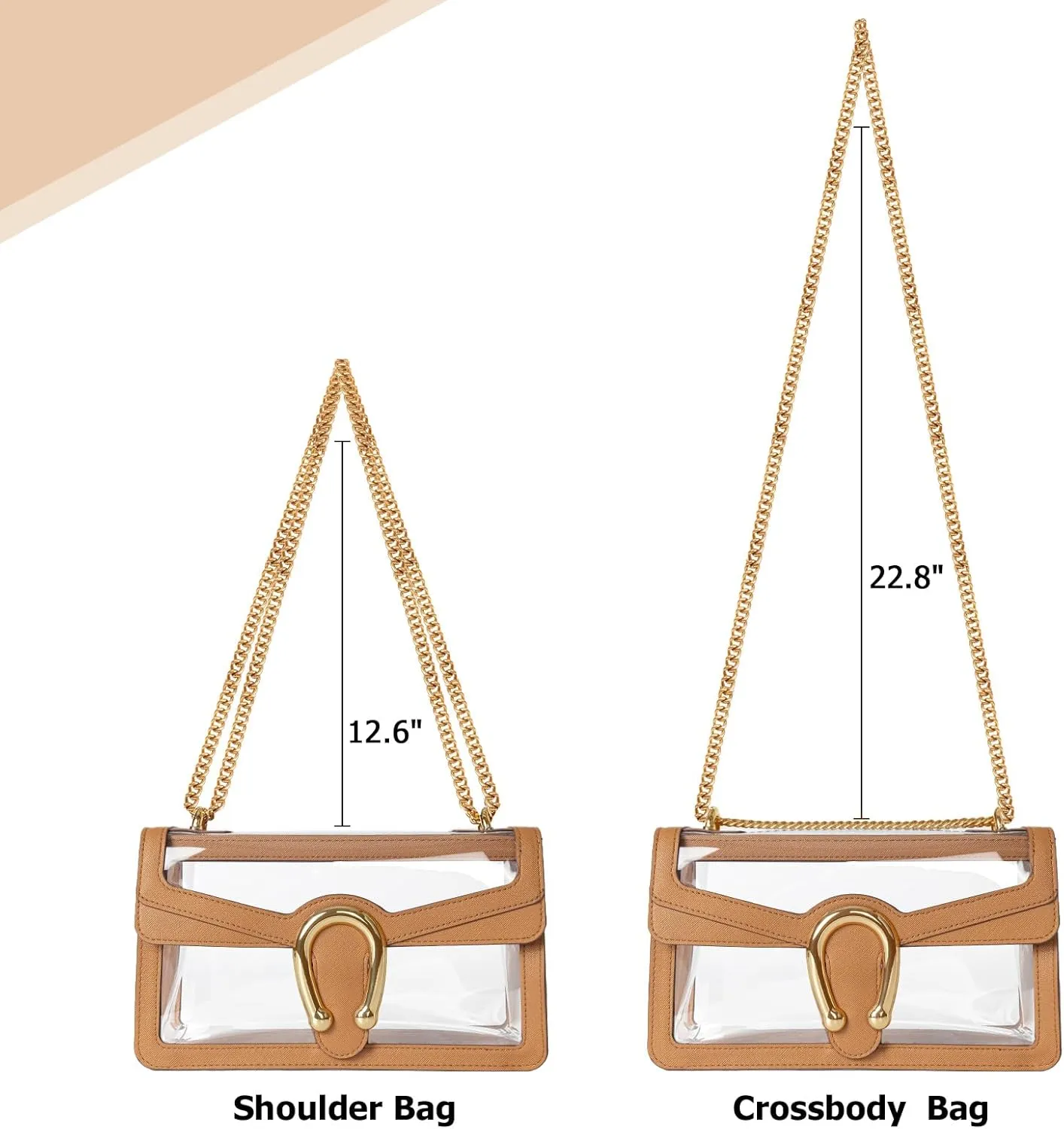 Joryin Women's Stadium Approved Crossbody Bag for Women, Small Clear Bag Shoudler Purse with Chain Strap