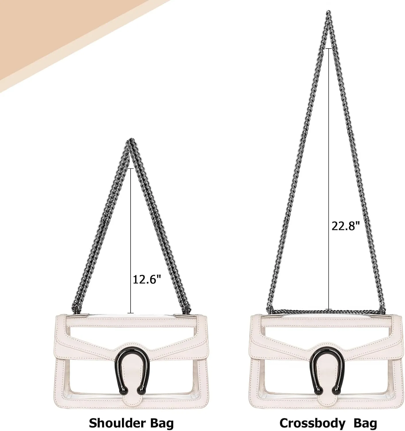 Joryin Women's Stadium Approved Crossbody Bag for Women, Small Clear Bag Shoudler Purse with Chain Strap
