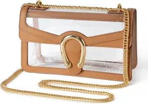 Joryin Women's Stadium Approved Crossbody Bag for Women, Small Clear Bag Shoudler Purse with Chain Strap