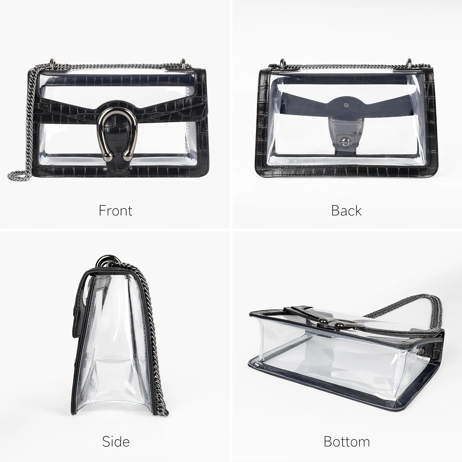 Joryin Women's Stadium Approved Crossbody Bag for Women, Small Clear Bag Shoudler Purse with Chain Strap