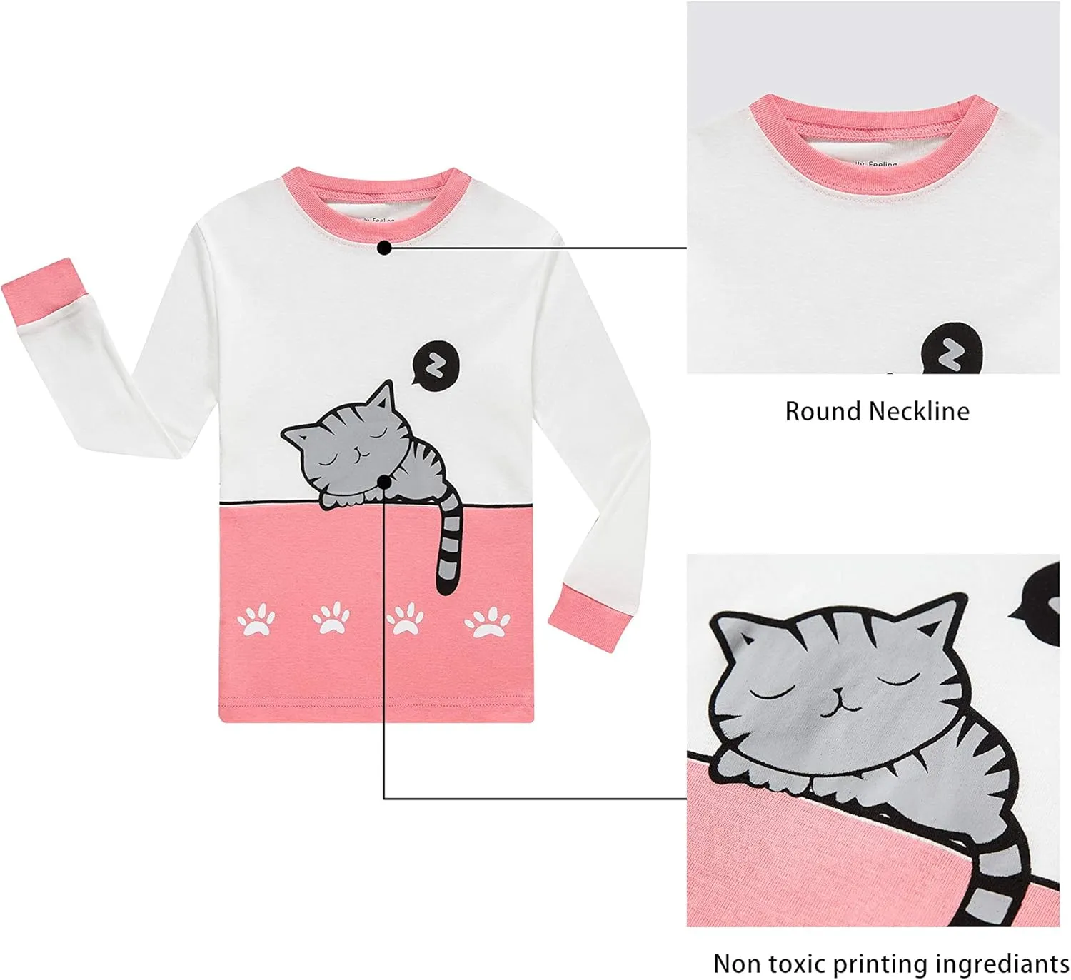 KikizYe Little Big Girls Pajamas Set Long Sleeve PJs 100% Cotton Pyjamas