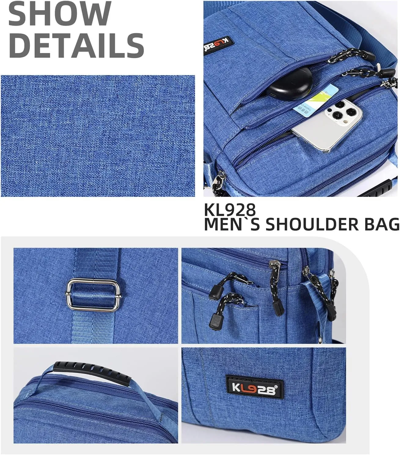 KL928 Men's Messenger Bag - Crossbody Shoulder Bags Travel Bag Man Purse Casual Sling Pack for Work Business