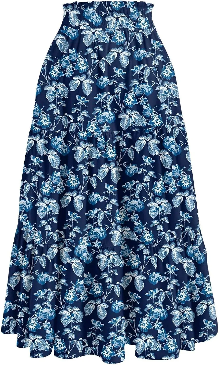 KUIOLYPOER Women's Chiffon Pleated Skirts Womens Summer Flowy Midi Skirts Casual Lightweight High Waisted Floral Beach Skirt