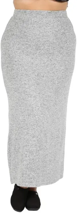 LA CERA Women's Solid Jersey Maxi Skirt, Elastic Waist, 80% Rayon, 15% Polyester, 5% Spandex, Machine Washable