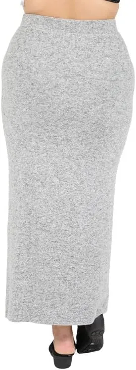 LA CERA Women's Solid Jersey Maxi Skirt, Elastic Waist, 80% Rayon, 15% Polyester, 5% Spandex, Machine Washable
