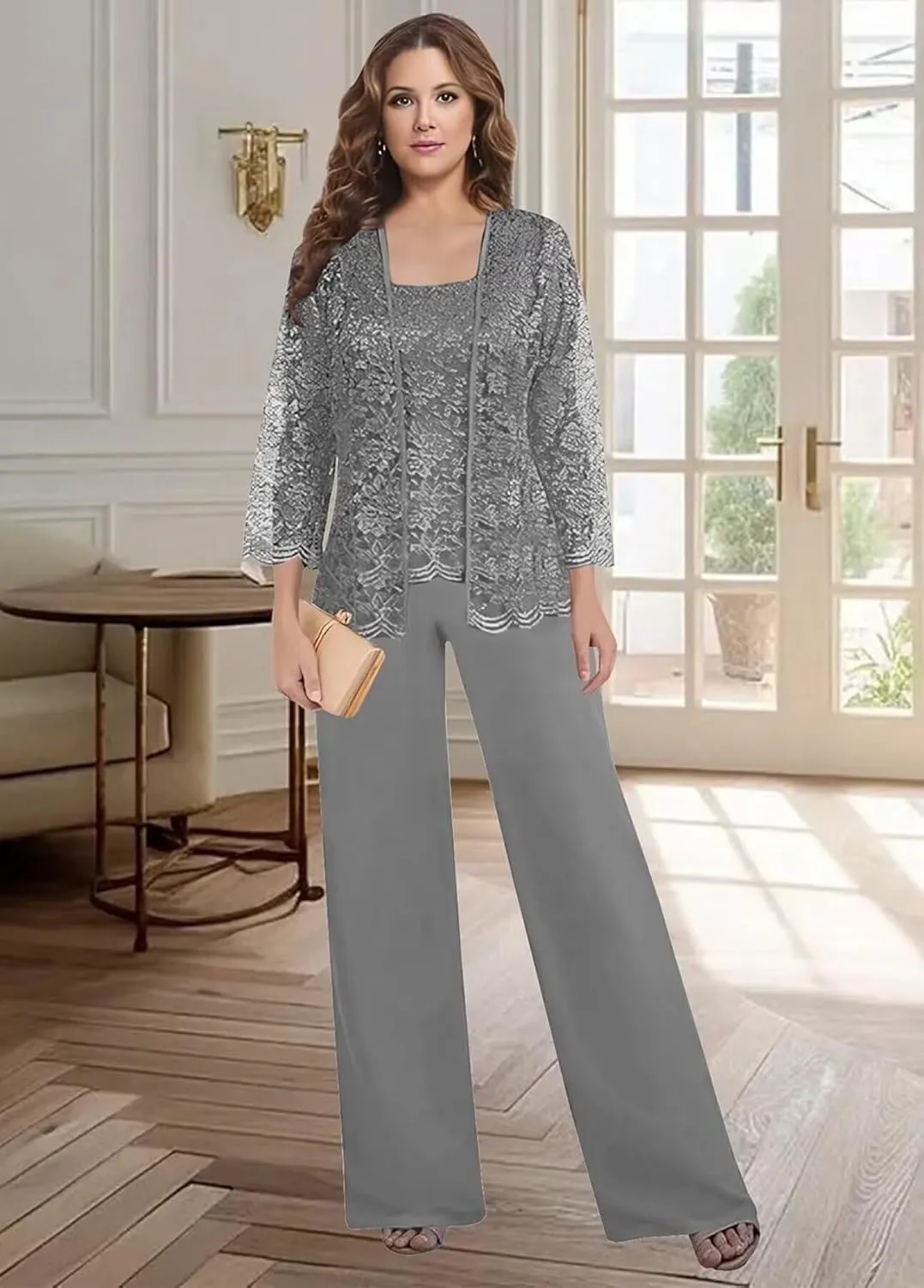 Lace Mother of The Bride Pant Suits for Women Dressy Women's Jumpsuit Formal Outfit