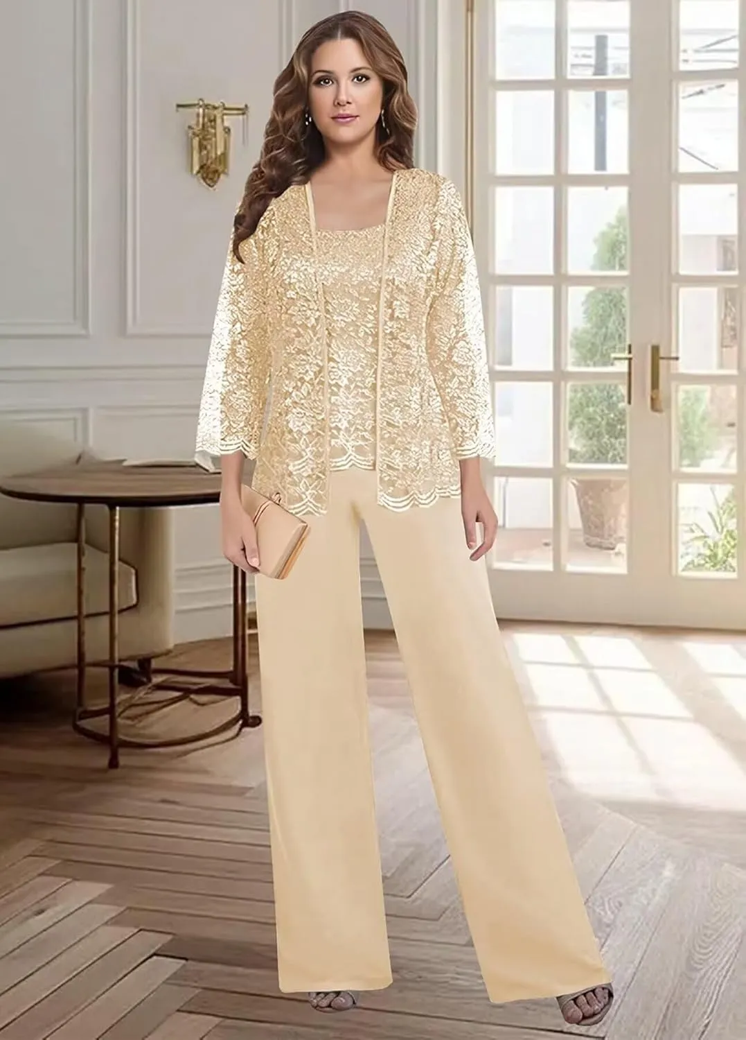 Lace Mother of The Bride Pant Suits for Women Dressy Women's Jumpsuit Formal Outfit