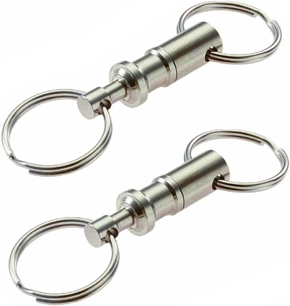 Lasenersm 2 Pcs Heavy Duty Dual Key Ring Pull Apart Snap Lock Holder Detachable Key Rings Keychains