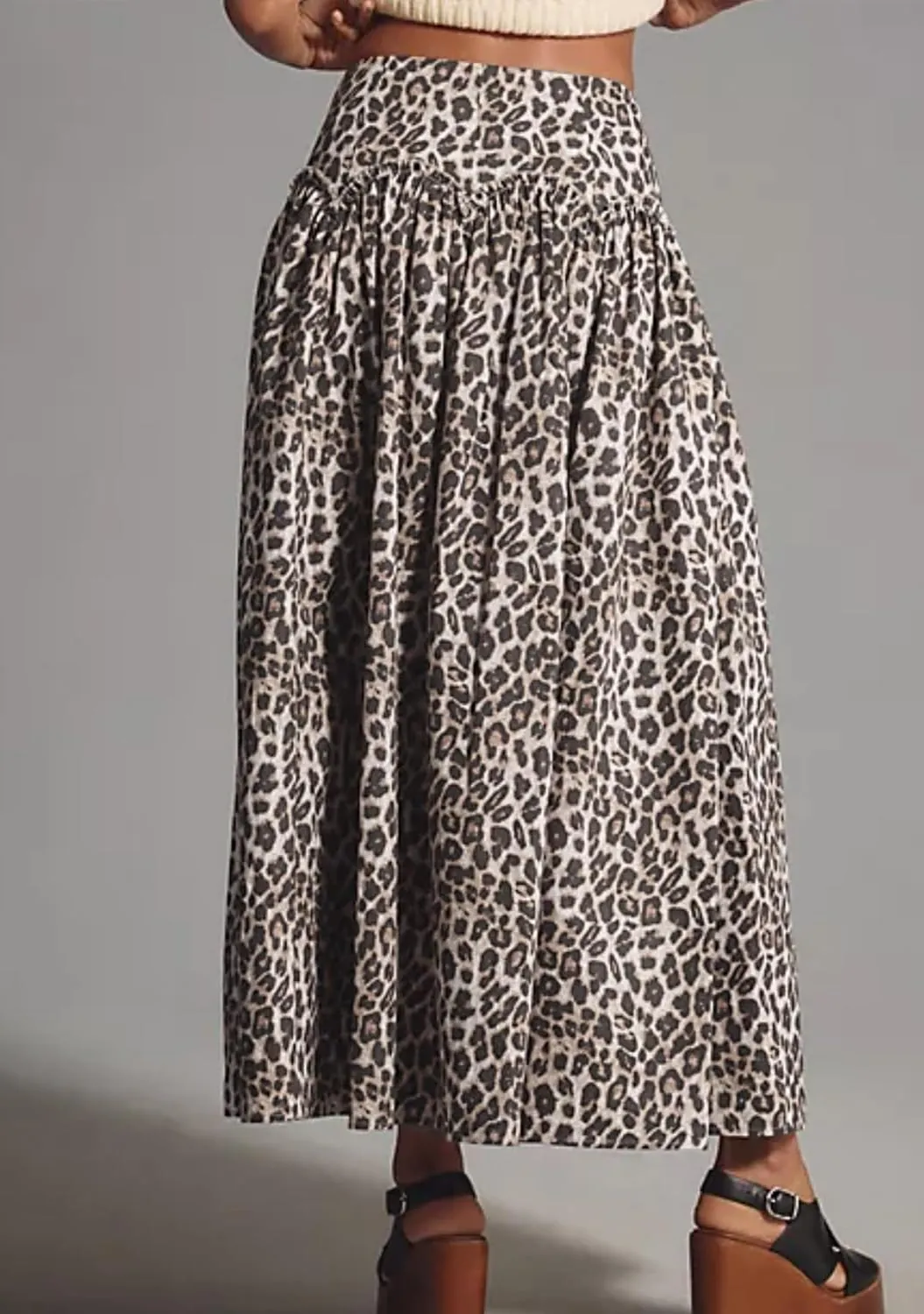 Leopard Print Skirt for Women Elegant Long Flowy Maxi Cheetah Print Skirt High Waist Aline Animal Print Skirts