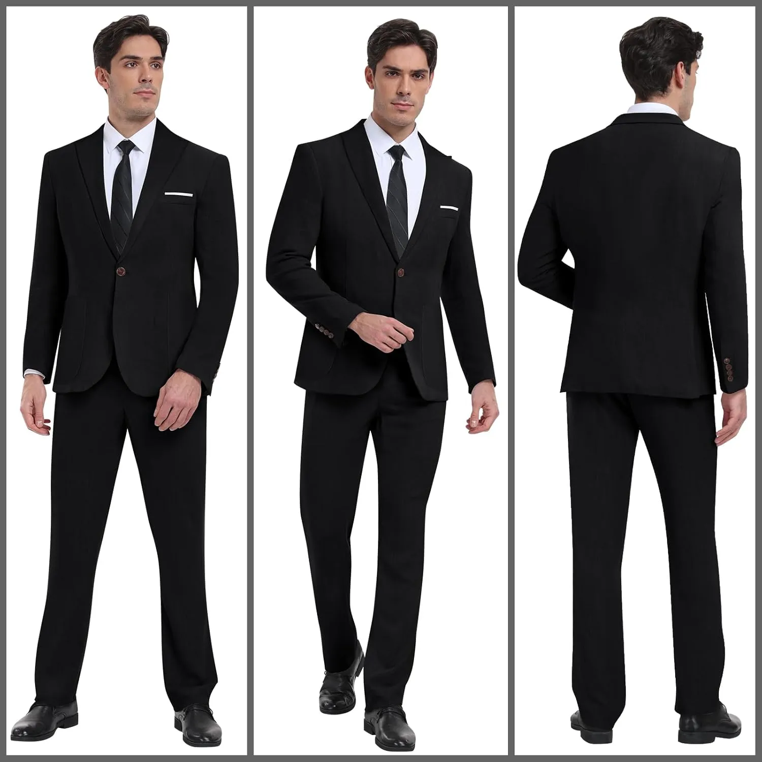 Linen Men Suit Set Casual Tuxedo 2 Piece Regular Fit Blazer One Button Solid Jacket and Pants for Prom Wedding Party