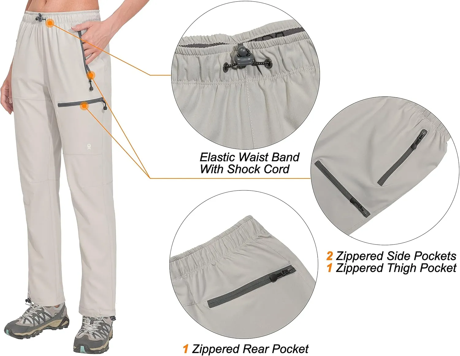 Little Donkey Andy Women's Lightweight Quick Dry Cargo Hiking Pants UPF 50  Stretch Travel Casual Trousers