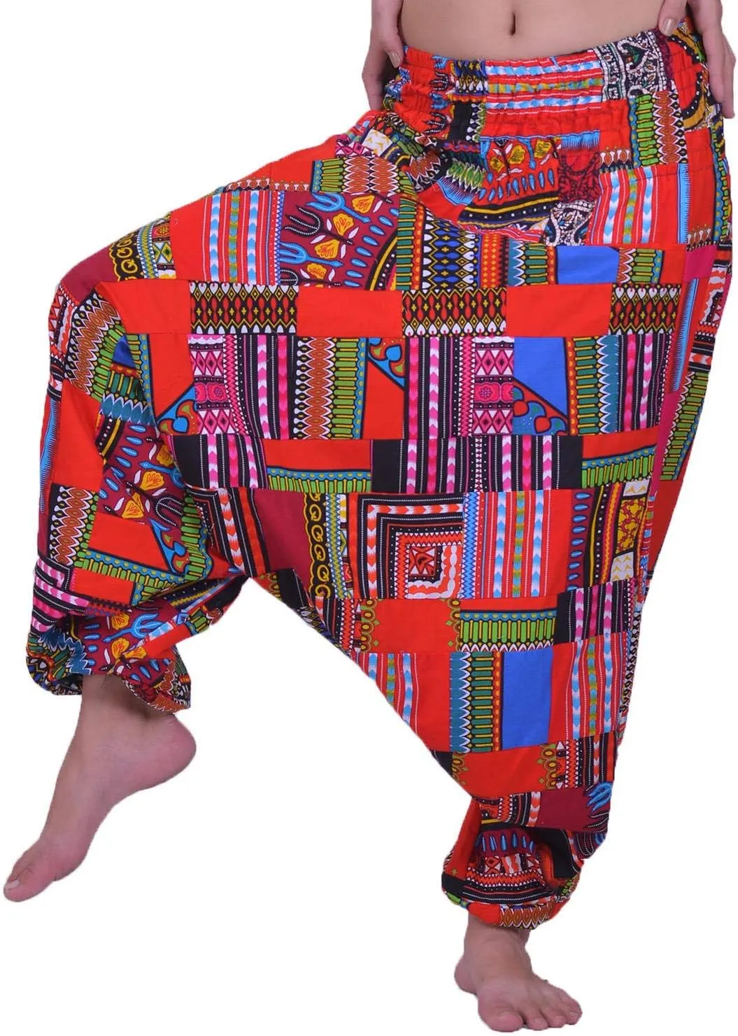 LOFBAZ Harem Yoga Pants for Women Patchwork Boho Hippie Bohemian Aladdin Unisex