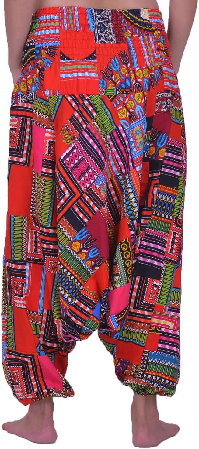 LOFBAZ Harem Yoga Pants for Women Patchwork Boho Hippie Bohemian Aladdin Unisex
