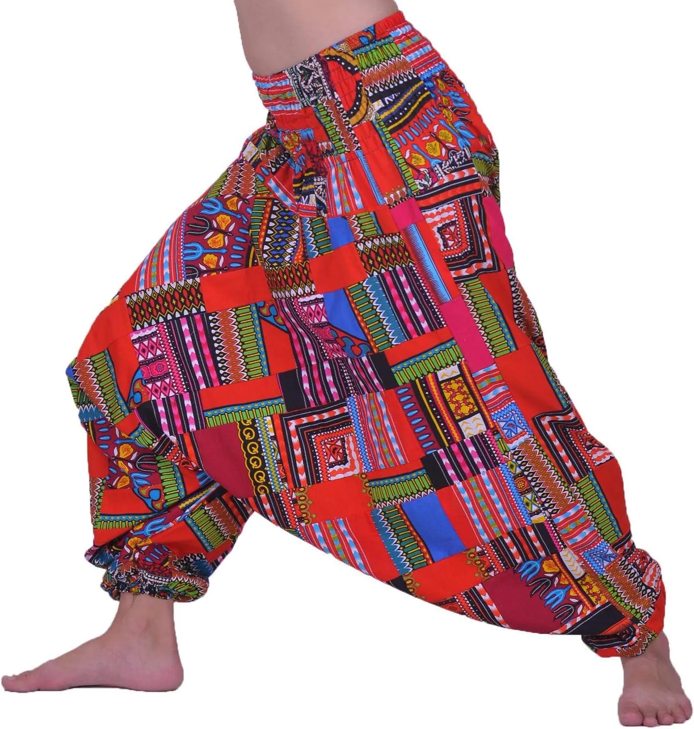 LOFBAZ Harem Yoga Pants for Women Patchwork Boho Hippie Bohemian Aladdin Unisex