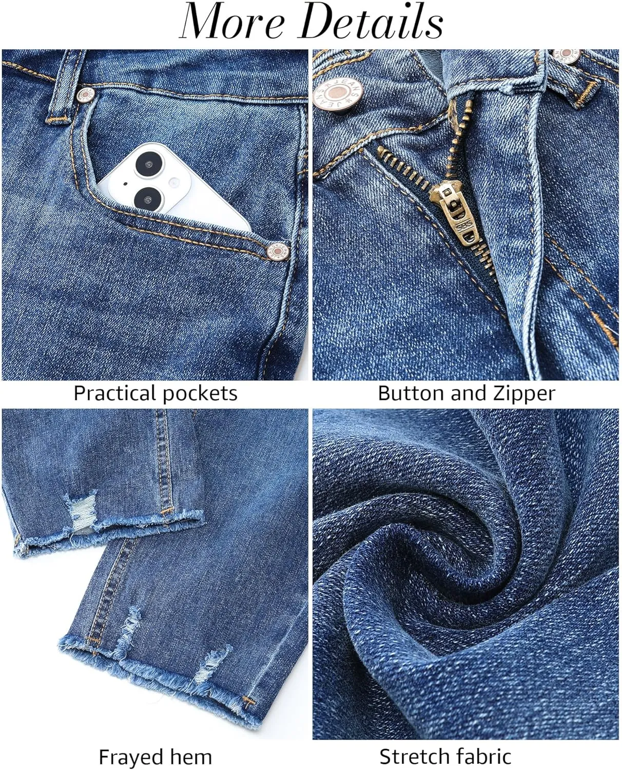 luvamia Jean Capri Pants for Women High Waisted Ripped Skinny Jeans Stretchy Denim Capris Cropped Jeggings with Pockets