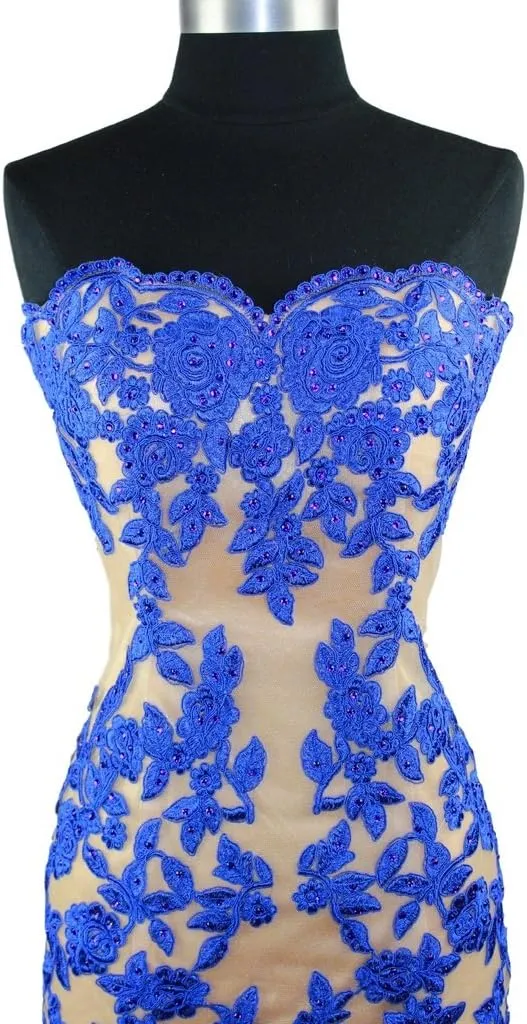 Meier Women's Strapless Lace Bead Formal Evening Gown