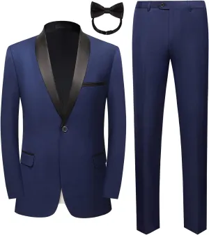 Men Suit for Wedding Party 2 Piece Slim Fit Shawl Lapel 1 Button Tuxedo Winter Fabric Dinner Suit Sets with Tie