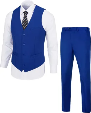 Men's Suit 2 Piece Vest Set Slim Fit Dress Suit Casual Suit Waistcoat Pant