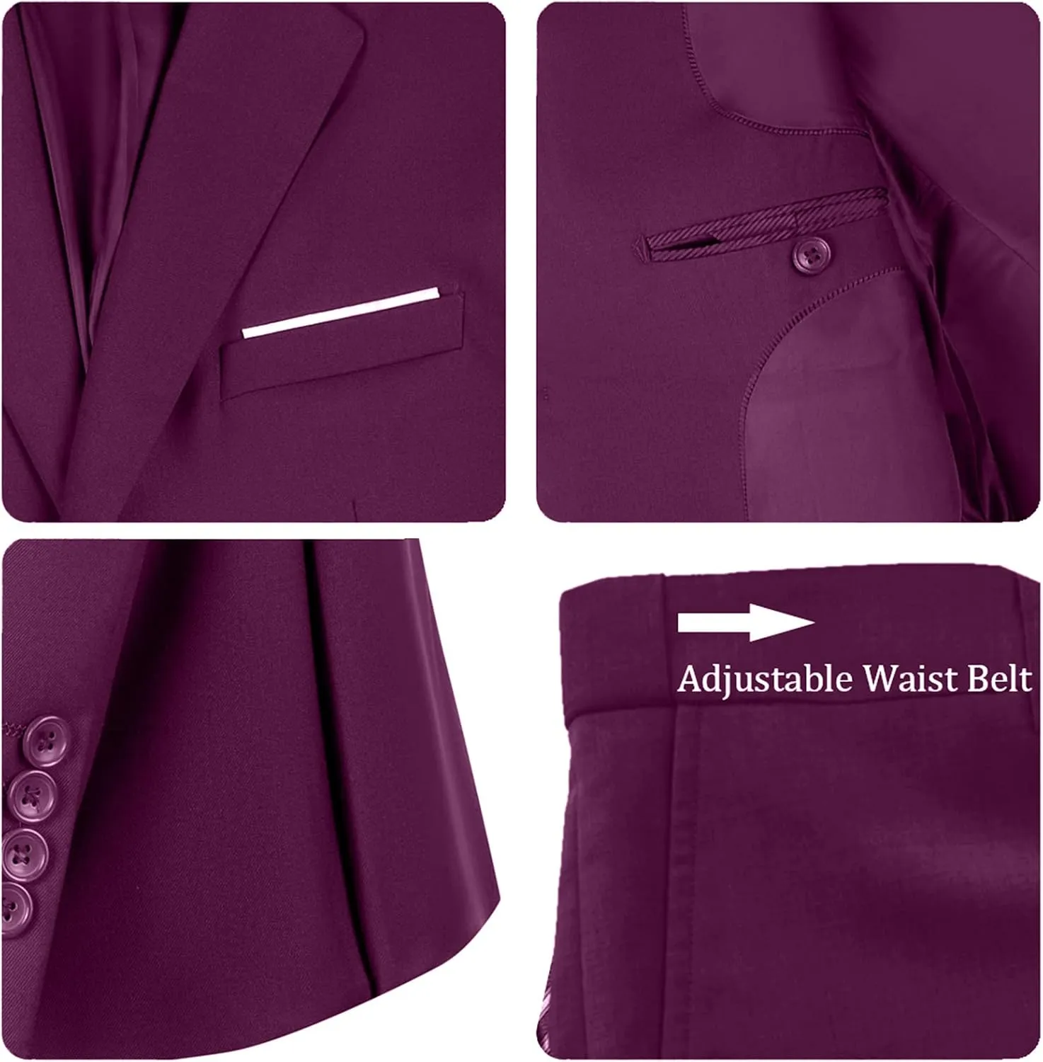 Men's Suit 3 Pieces Slim Fit Formal Business Wedding 2 Buttons Blazer Vest Pants Set Tuxedo