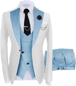 Men's Suit Slim Fit - 3 Piece Suits for Men One Button Blazer Wedding Party Prom Jacket Vest & Pants Set