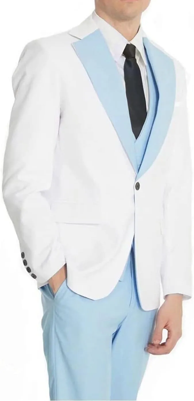 Men's Suit Slim Fit - 3 Piece Suits for Men One Button Blazer Wedding Party Prom Jacket Vest & Pants Set