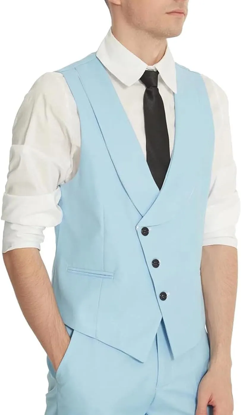 Men's Suit Slim Fit - 3 Piece Suits for Men One Button Blazer Wedding Party Prom Jacket Vest & Pants Set