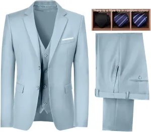 Mens Suits 3 Pieces Slim Fit Groomsmen Wedding Suit for Men Notched Lapel Formal Prom Tuxedos Jacket Pants Vest Set