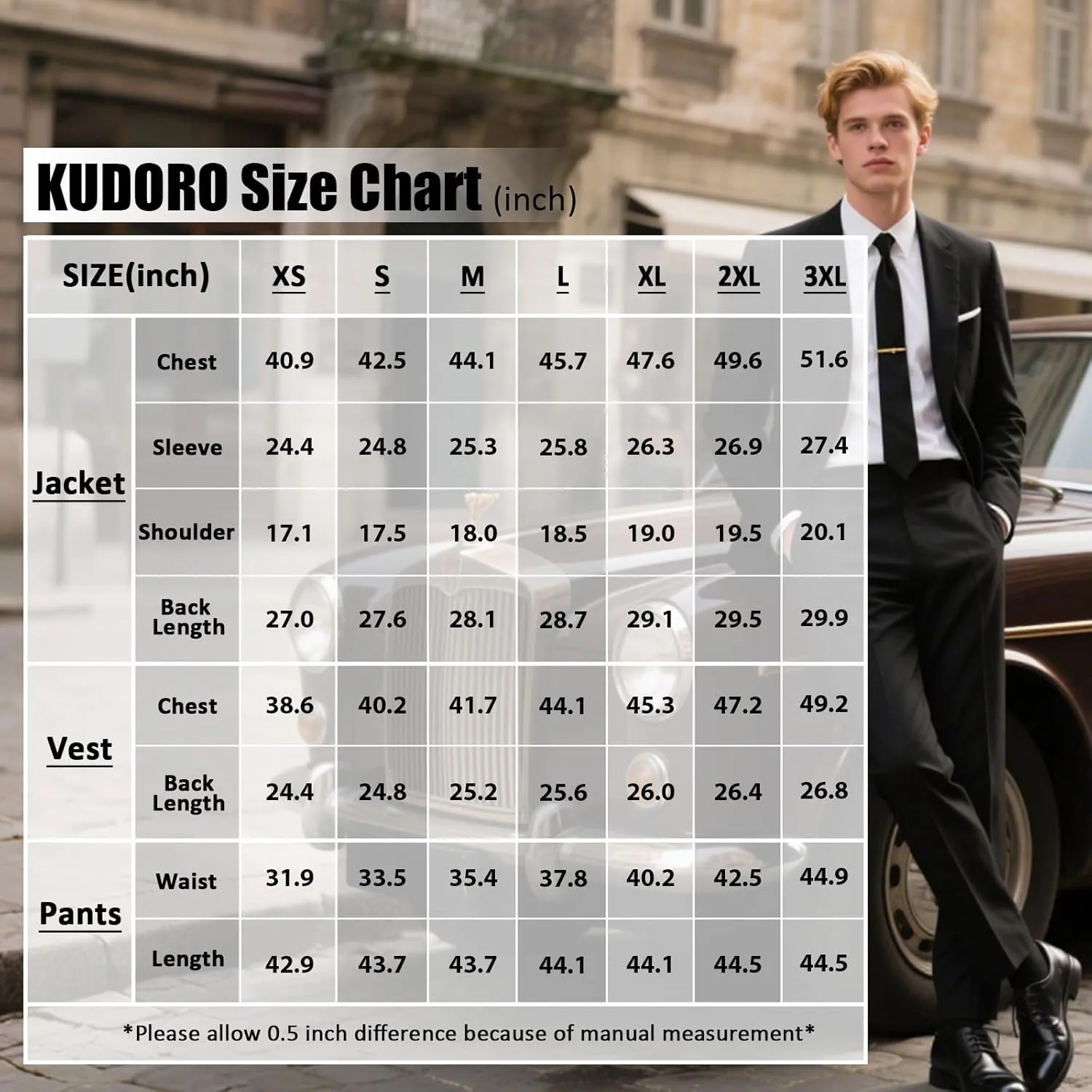 Mens Suits Regular Fit 3 Piece Tuxedo Blazer Jacket Vest Pants Formal Suit Set for Men Wedding Prom Casual