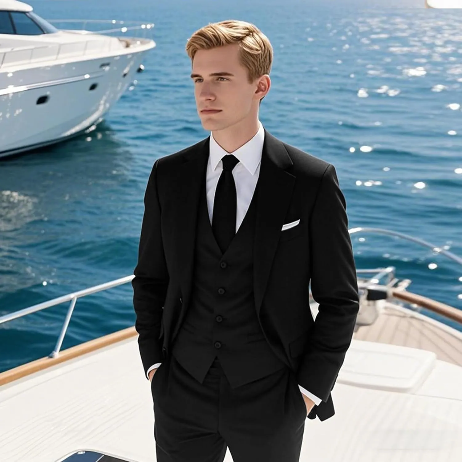Mens Suits Regular Fit 3 Piece Tuxedo Blazer Jacket Vest Pants Formal Suit Set for Men Wedding Prom Casual