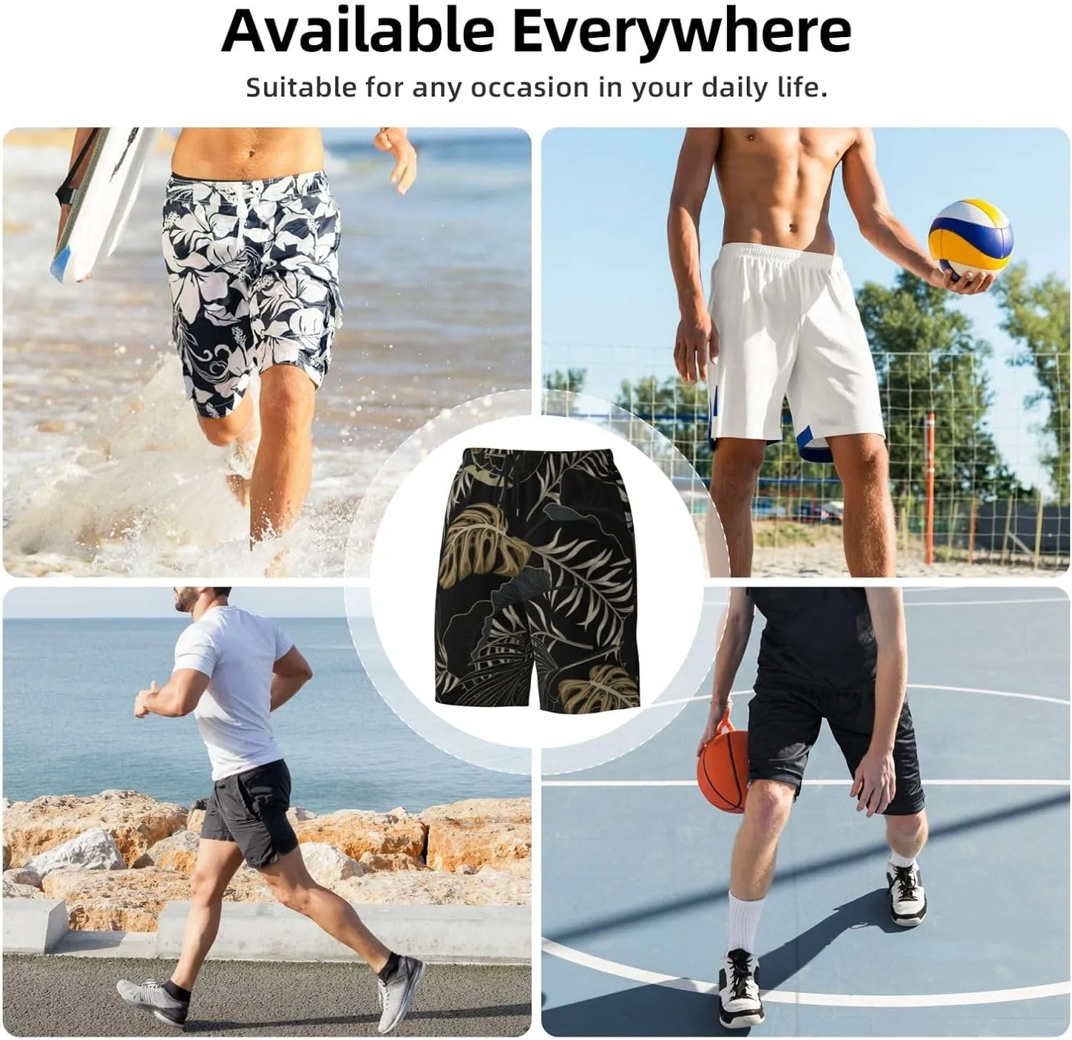 Mens Swim Trunks with Mesh Lining,Quick Dry Swimsuit Board Shorts Beach Pants Swimwear Bathing Suits