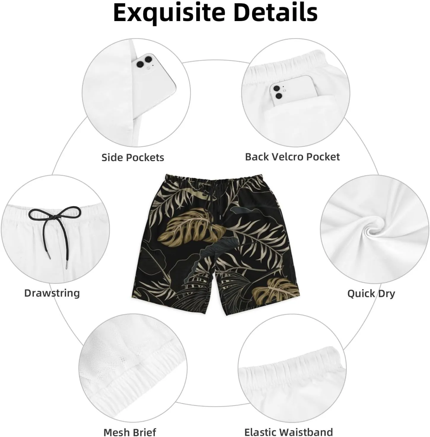 Mens Swim Trunks with Mesh Lining,Quick Dry Swimsuit Board Shorts Beach Pants Swimwear Bathing Suits