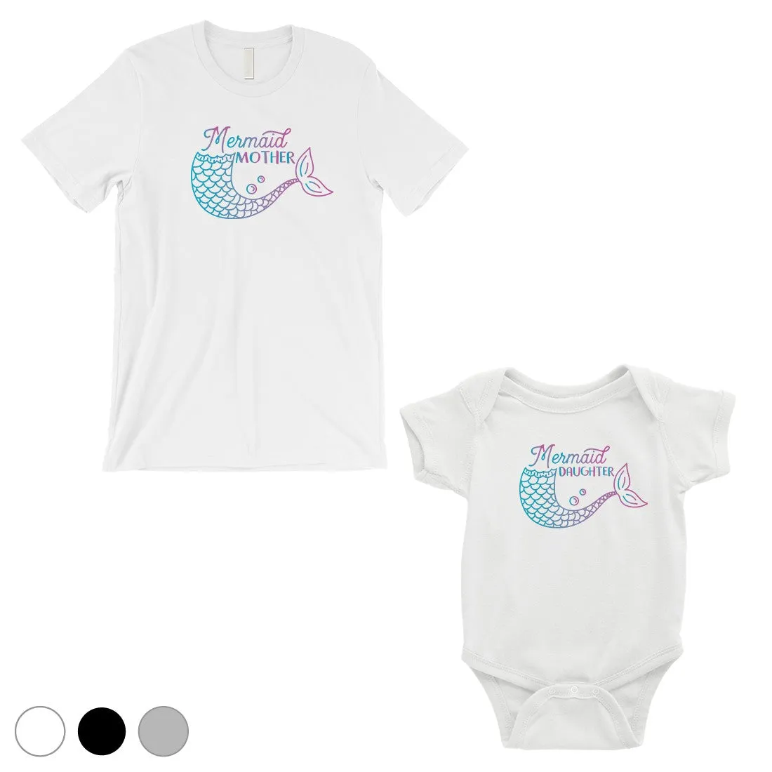 Mermaid Mother Daughter Matching Shirts White For Mother's Day Gift