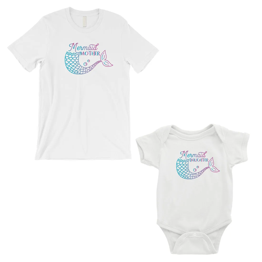 Mermaid Mother Daughter Matching Shirts White For Mother's Day Gift