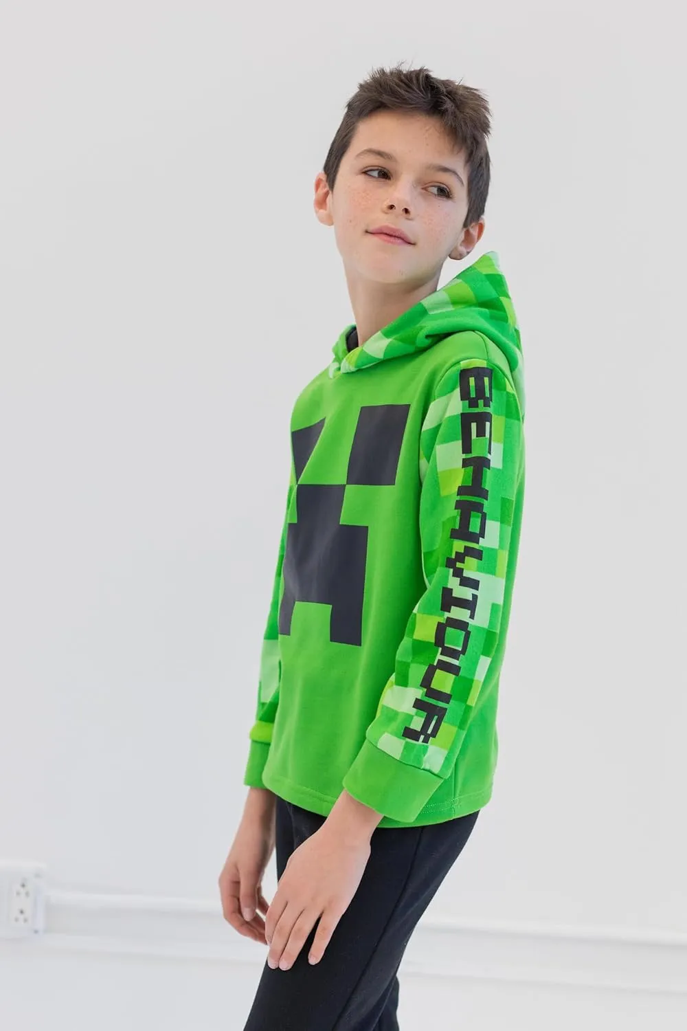 Minecraft Creeper Fleece Pullover Hoodie and Pants Outfit Set Little Kid to Big Kid