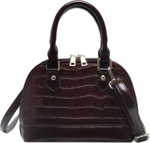 Mini Zip Around Dome Shoulder Bag Women's Shape Cross Body Handbag Purse Satchel Patent Leather Top Handle Tote