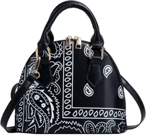 Mini Zip Around Dome Shoulder Bag Women's Shape Cross Body Handbag Purse Satchel Patent Leather Top Handle Tote