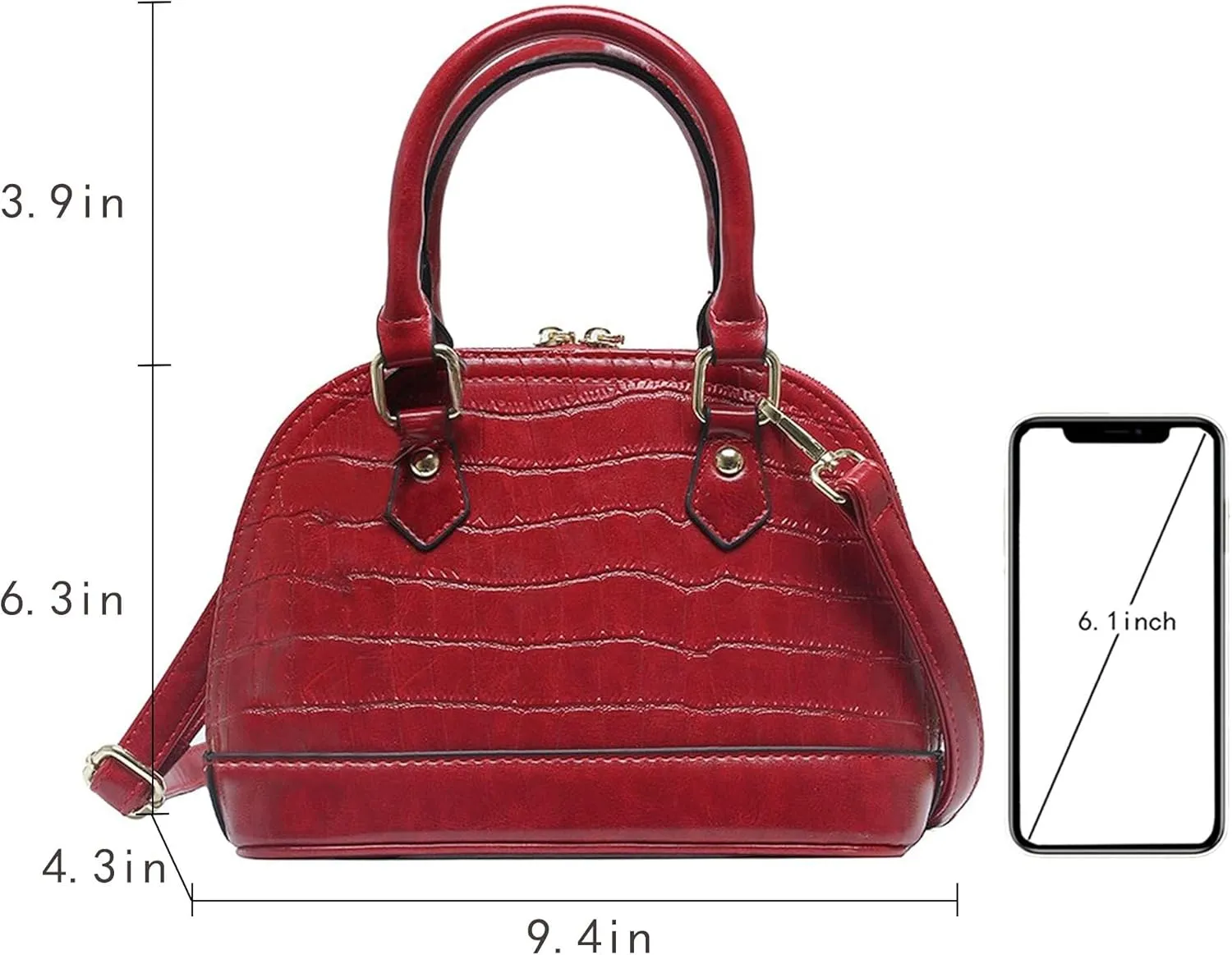 Mini Zip Around Dome Shoulder Bag Women's Shape Cross Body Handbag Purse Satchel Patent Leather Top Handle Tote