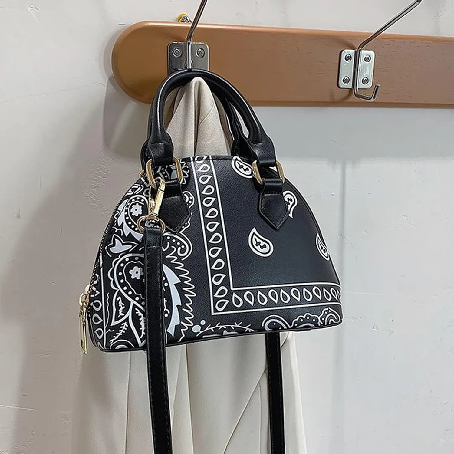 Mini Zip Around Dome Shoulder Bag Women's Shape Cross Body Handbag Purse Satchel Patent Leather Top Handle Tote