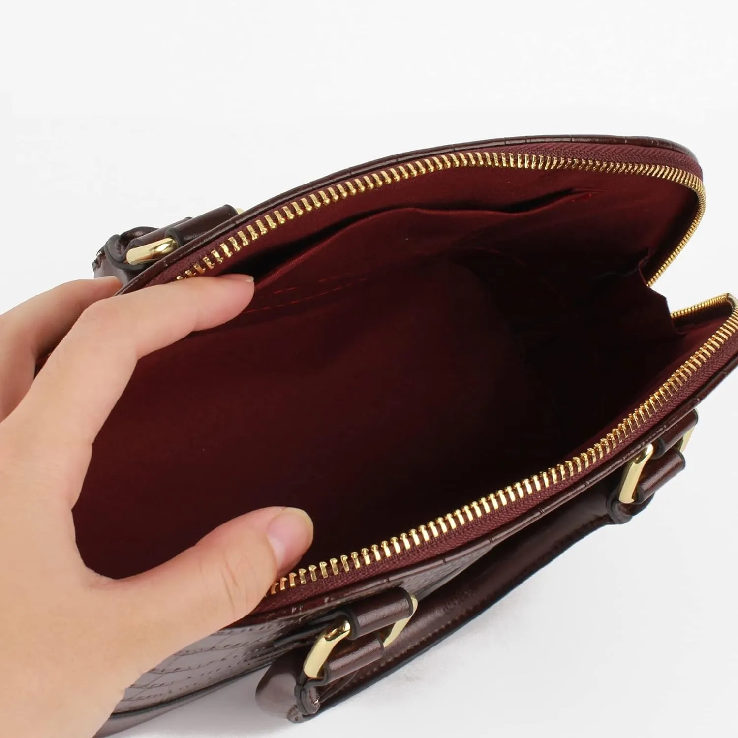 Mini Zip Around Dome Shoulder Bag Women's Shape Cross Body Handbag Purse Satchel Patent Leather Top Handle Tote