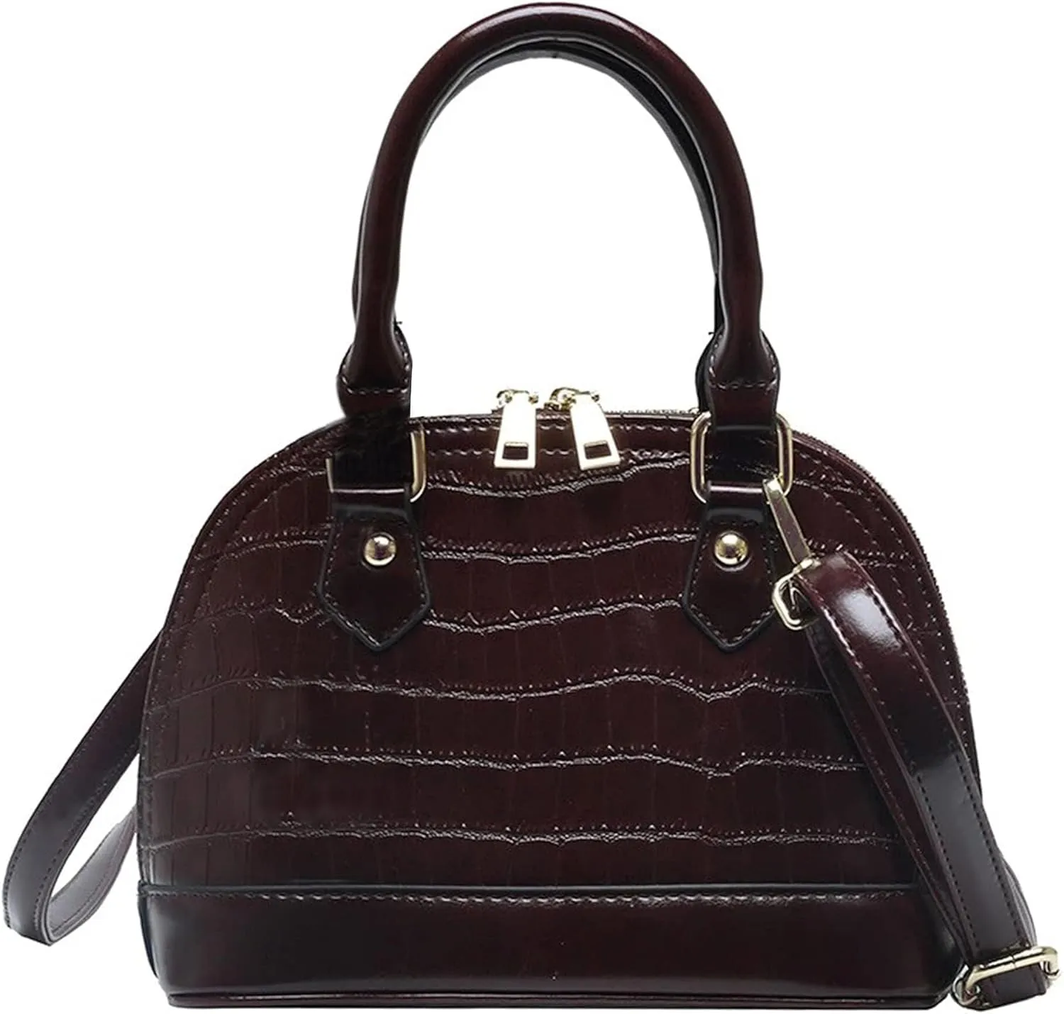 Mini Zip Around Dome Shoulder Bag Women's Shape Cross Body Handbag Purse Satchel Patent Leather Top Handle Tote