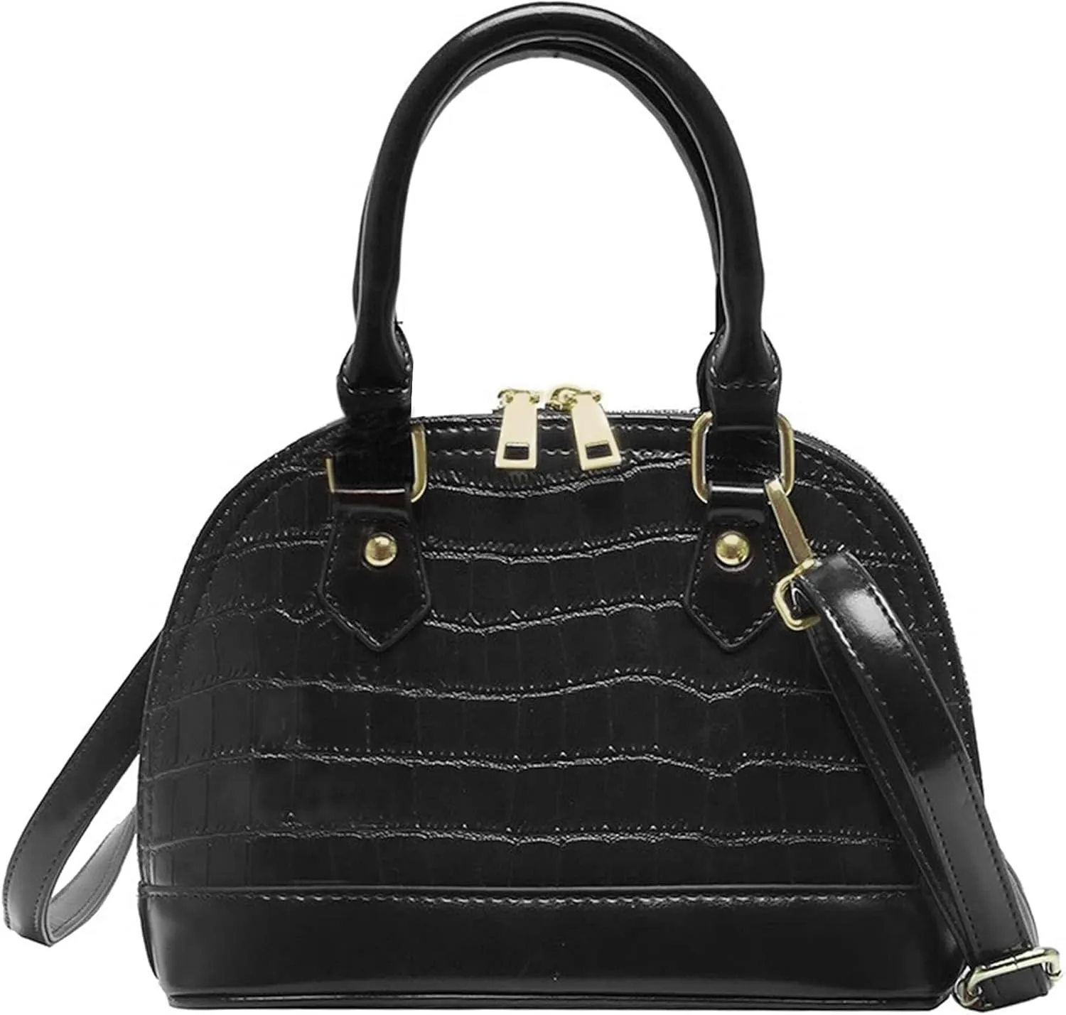 Mini Zip Around Dome Shoulder Bag Women's Shape Cross Body Handbag Purse Satchel Patent Leather Top Handle Tote