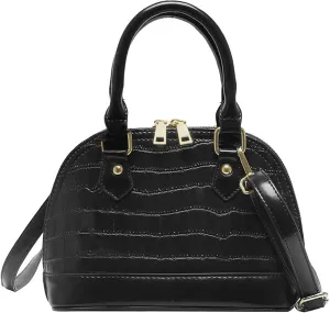 Mini Zip Around Dome Shoulder Bag Women's Shape Cross Body Handbag Purse Satchel Patent Leather Top Handle Tote